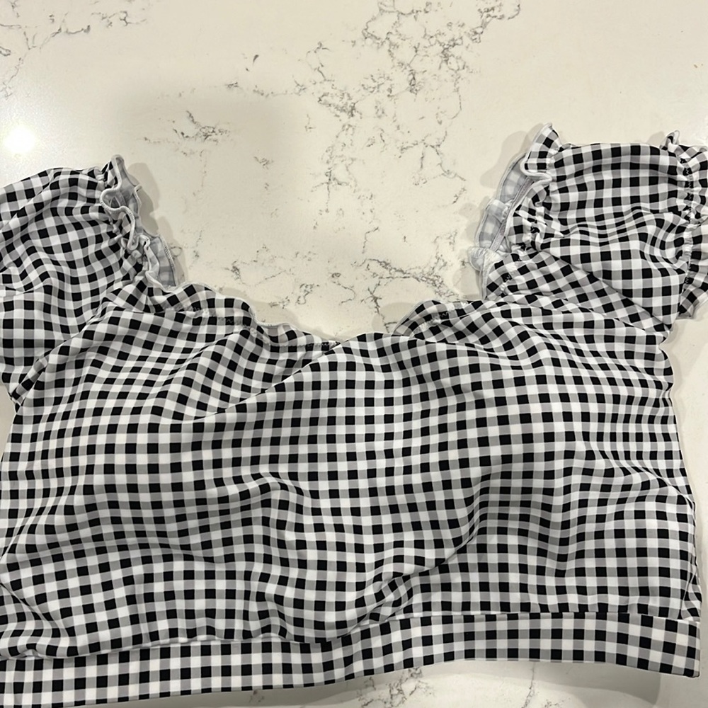 Coral reef swim top black and white gingham size 12/14